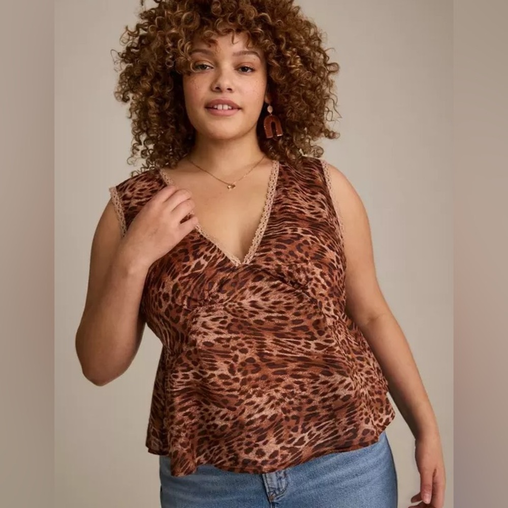 NWT Torrid Festi cotton tie back leopard tank